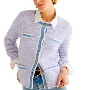 J.Crew Marled Sweater Lady Jacket in Lilac/Blue/White Seascape Cardigan Size XS